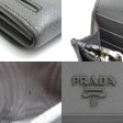 Prada bi-fold long wallet leather gray unisex 1MH132 Online Sale