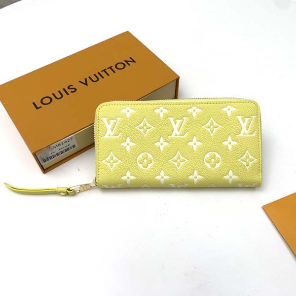 Louis Vuitton LV Unisex Zippy Wallet Yellow Monogram Empreinte Embossed Supple Grained Cowhide Supply