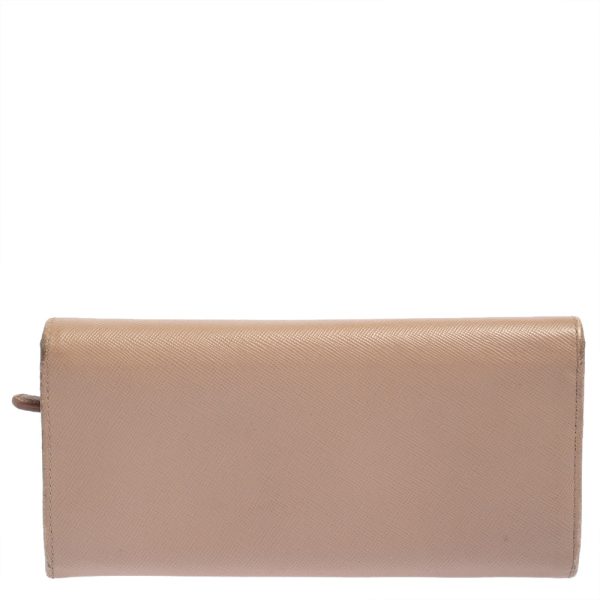 Prada Beige Saffiano Lux Leather Flap Continental Wallet Supply