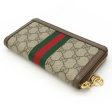 Gucci Ophidia GG Supreme Zip Around Round Long Wallet PVC Leather Beige Brown 523154 Supply