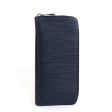 LOUIS VUITTON Round Zipper Long Wallet Epi Zippy Vertical Leather Blue Marine Men s M61828 Sale