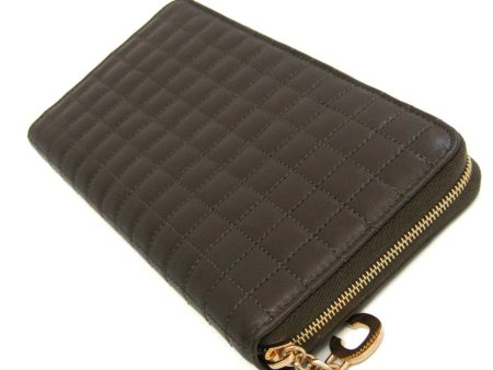 Celine Round Fastener Quilting With C Charm 10B553BFL Women s Leather Long Wallet [bi-fold] Khaki Sale