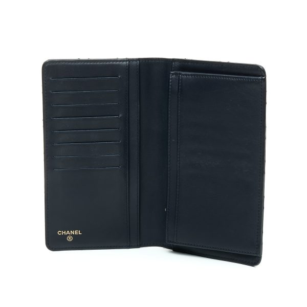 2.55 Reissue Long Fold Navy Wallet in Distressed Leather, Gold hardware Sale