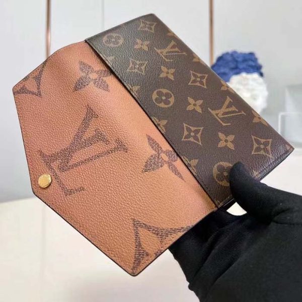 Louis Vuitton LV Unisex Sarah Wallet Monogram Reverse Coated Canvas Cowhide Leather Online Sale