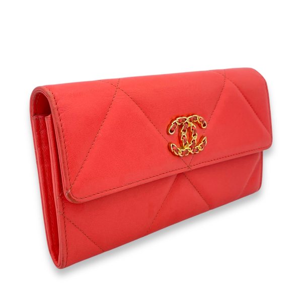 C19 Wallet Coral in Goat Leather, Gold hardware Sale