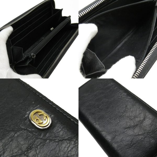 Gucci round wallet GG black silver gold leather 575988 Online now