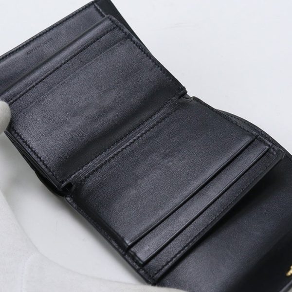 CELINE 10D78 3DPV 38NO Tri-fold wallet Triomphe Steel flap wallet Calf leather black Women Cheap