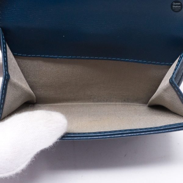 Bi-Fold CC Wallet Navy Caviarskin Leather For Cheap