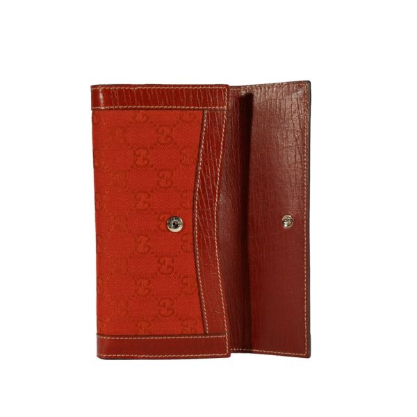 Gucci Women s Wallet Large GG logo fabric & leather Checkbook Red 231839 Sale