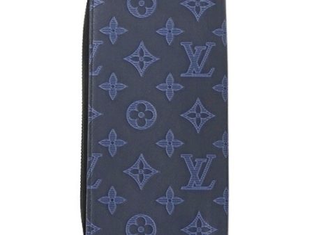 LOUIS VUITTON Wallet Monogram Shadow Men s Long Zippy Vertical Navy Blue M80423 Round For Sale