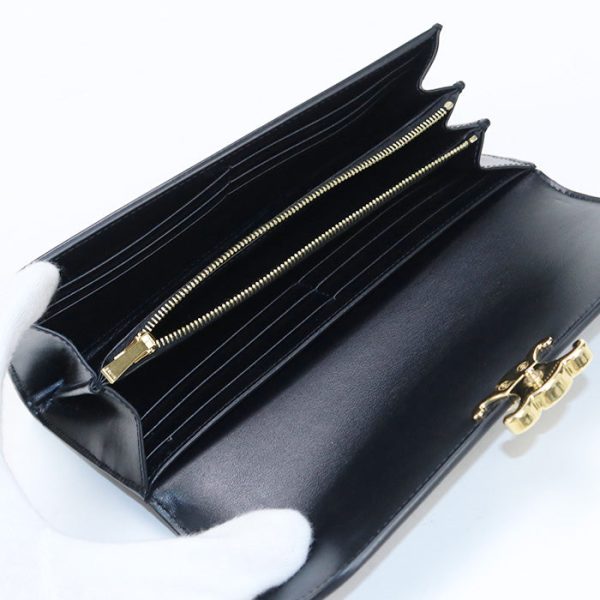 CELINE 10E31 3DPV 38NO Large wallet Triomphe Long wallet with double fold coin purse Calfskin Black Women Supply