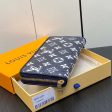 Louis Vuitton LV Unisex Zippy Wallet Blue Monogram Coated Canvas Cowhide Leather on Sale