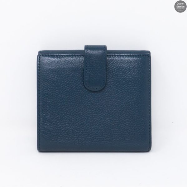 Bi-Fold CC Wallet Navy Caviarskin Leather For Cheap