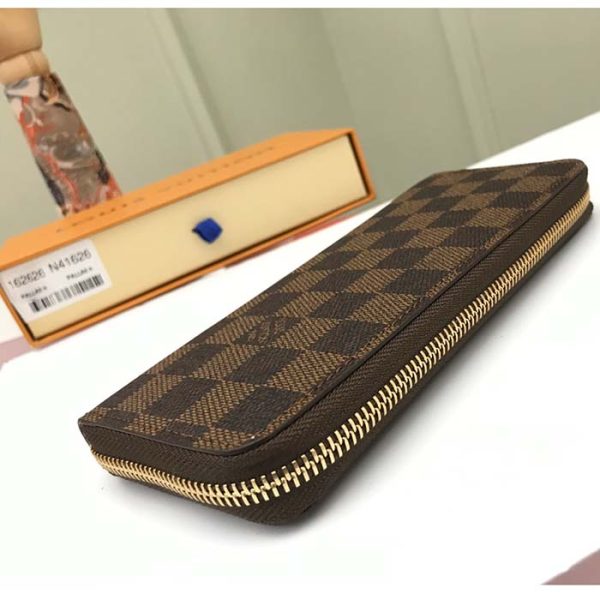 Louis Vuitton LV Unisex Clémence Wallet Brown Pink Damier Ebene Coated Canvas Supply