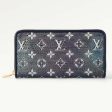 Louis Vuitton LV Unisex Zippy Wallet Blue Monogram Coated Canvas Cowhide Leather on Sale