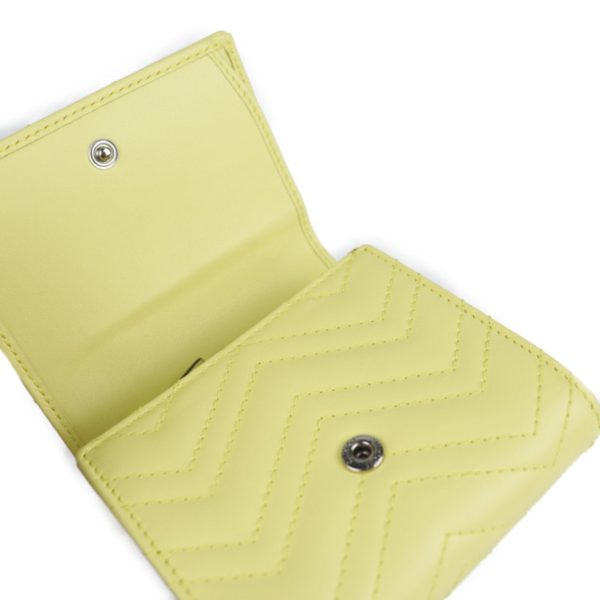 Gucci GG Marmont bi-fold wallet 598629 leather pastel yellow logo quilting L-shaped zipper compact Online