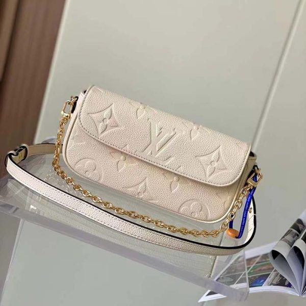 Louis Vuitton Women LV Wallet On Chain Ivy Cream Monogram Embossed Supple Grained Cowhide Leather Cheap