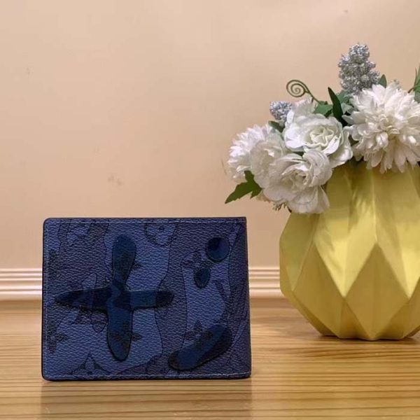 Louis Vuitton LV Unisex Slender Wallet Abyss Blue Monogram Aquagarden Coated Canvas Cheap