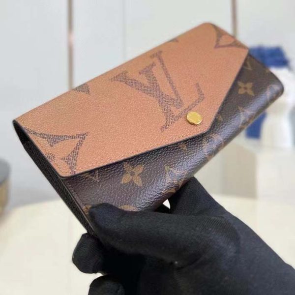 Louis Vuitton LV Unisex Sarah Wallet Monogram Reverse Coated Canvas Cowhide Leather Online Sale