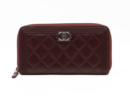 Boy Long Zipped Wallet Burgundy For Sale