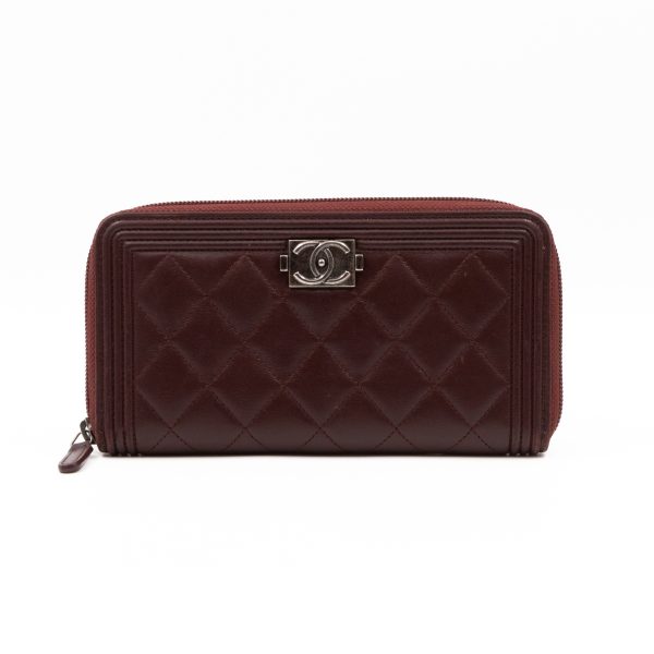 Boy Long Zipped Wallet Burgundy For Sale