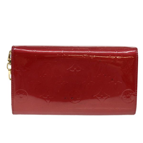 LOUIS VUITTON Vernis Portefeiulle Sarah Chain Long Wallet Red M90206 Auth 39373 Online now