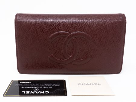 Classic Long Wallet Burgundy Caviar Hot on Sale