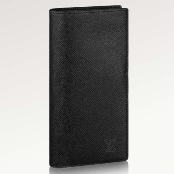 Louis Vuitton LV Unisex Brazza Wallet Taïga Leather Discreetly Stamped LV Initials Sale