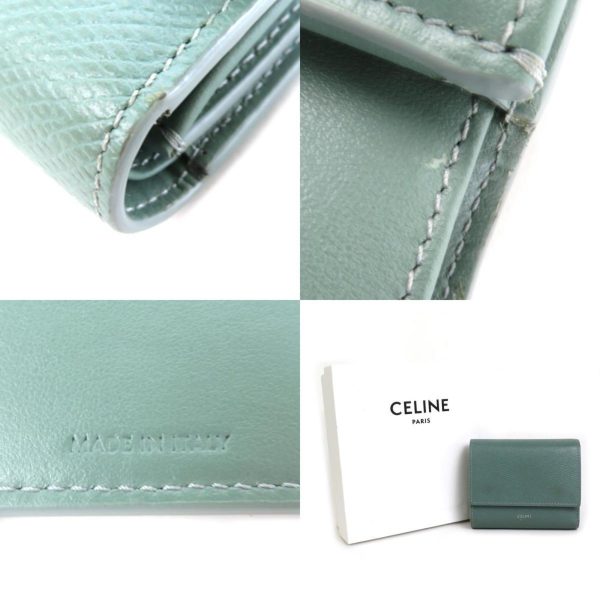 Celine Trifold Wallet Leather Green Unisex on Sale