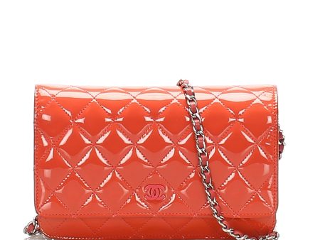 CC Timeless Patent Leather Wallet on Chain Red Fashion