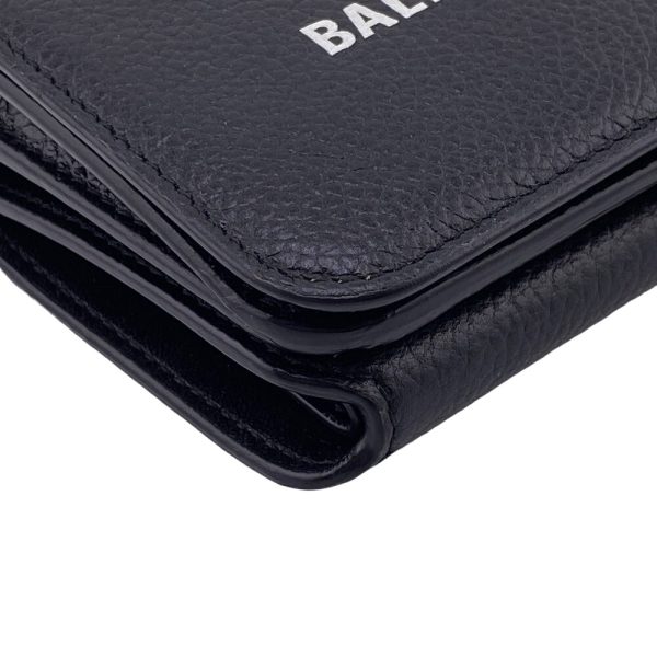 BALENCIAGA Tri-fold wallet 593813 leather black Every day Women Hot on Sale