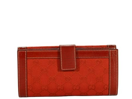 Gucci Women s Wallet Large GG logo fabric & leather Checkbook Red 231839 Sale