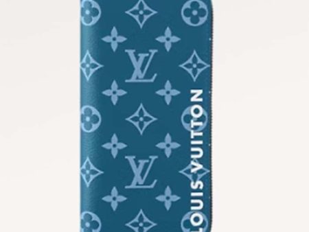 Louis Vuitton LV Unisex Zippy Vertical Wallet Atlantic Blue Monogram Coated Canvas Supply