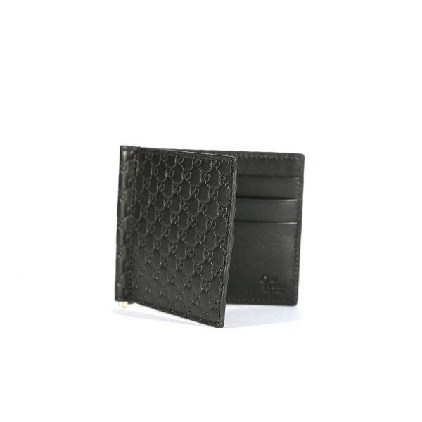 Gucci 544478 493075 Men s Black Micro Guccissima Leather Money Clip Wallet (GGMW2021) For Sale