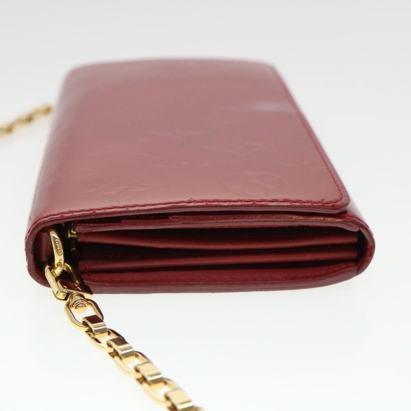 LOUIS VUITTON Vernis Portefeiulle Sarah Chain Long Wallet Red M90206 Auth 39373 Online now