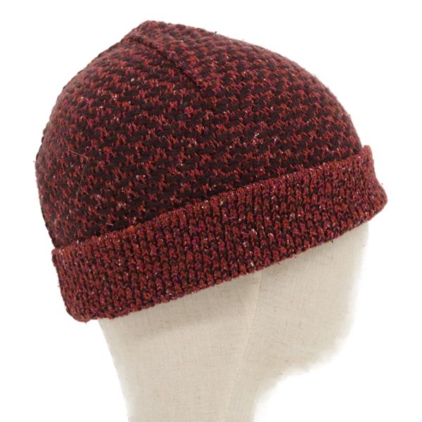 FENDI Beanie Watch Cap knitted Wool Brown Red  ar6833 Online now