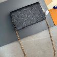 Louis Vuitton LV Women Vavin Chain Wallet Black Embossed Cowhide Leather Fashion