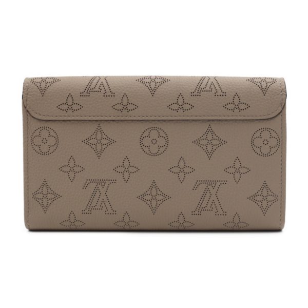 LOUIS VUITTON Portefeuille Iris Bifold Wallet M60144 Monogram Mahina Galle Beige Series Silver Hardware Long Sale