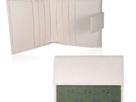 Gucci Women s Wallet short Bi Fold style Green & Beige 143387 Supply