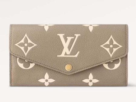 Louis Vuitton LV Unisex Sarah Wallet Cream Monogram Empreinte Embossed Supple Grained Cowhide Leather Fashion