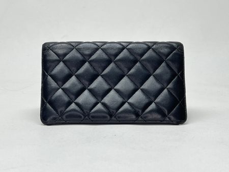 2.55 Long Flap Black Wallet in Calfskin, Gold hardware Discount