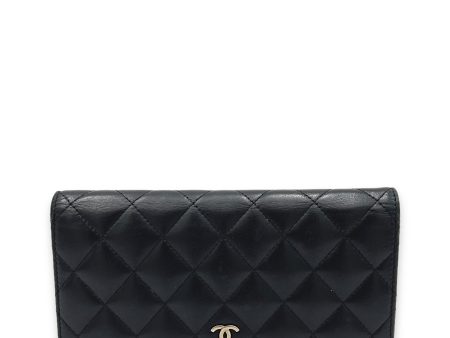 Quilted Black Wallet in Lambskin, Silver hardware Hot on Sale