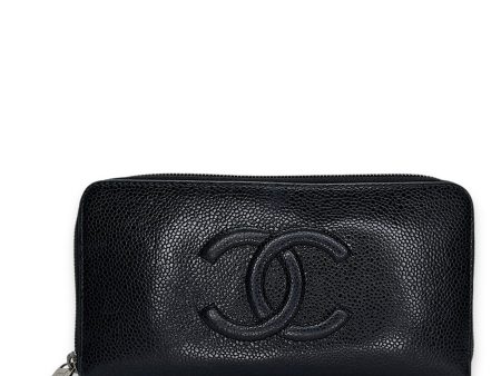 Timeless CC Long Black Wallet in Caviar Leather, Silver hardware Online Hot Sale