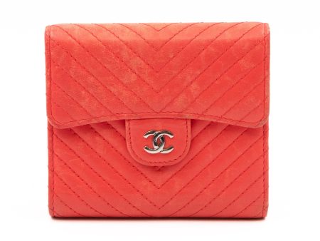 Small Classic Flap Wallet Coral Pink Leather For Cheap