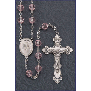 7mm Silver Swarovski Crystal Rose Rosary For Cheap