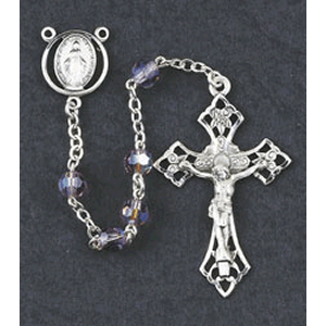 6mm Sterling Silver Swarovski Crystal Amethyst Rosary For Discount