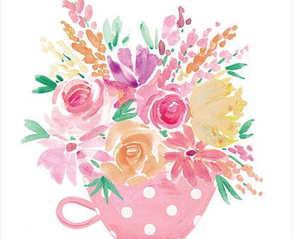 RN382 - Pretty in Pink Tea Cup - 12x16 For Sale